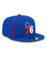 Men's Royal Philadelphia 76ers Piped and Flocked 59Fifty Fitted Hat