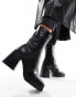 ASOS DESIGN Rover heeled leather boots in black