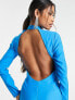 ASOS DESIGN high neck maxi dress with open back in electric blue