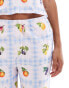 ASOS DESIGN wide leg trouser co-ord in gingham fruit print