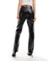 Mango croc detail leather look trousers in black