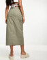 New Look cargo midi skirt in dark khaki