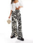 Wednesday's Girl abstract print wide leg trousers in black and white