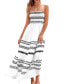 Women's Geo Striped Smocked Bodice Tube Maxi Beach Dress