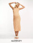 Mamalicious Maternity one shoulder jersey midi dress in textured orange