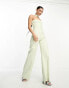 Vesper collar detail bandeau wide leg jumpsuit in sage green