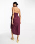 ASOS DESIGN washed halter cut out midi dress with tie waist in dusty purple