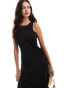 Mango sleeveless cinched side midi dress in black