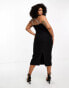 Forever New Curve asymmetrical diamante teardop midi dress in black