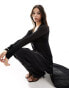 NA-KD longline knitted cardigan in black