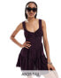 ASOS DESIGN Tall bustier smock playsuit in oxblood