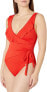 Vince Camuto 266615 Women's Ruffle Surplus Wrap Tie One Piece Swimsuit Size 10