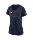 Women's Heathered Navy Denver Broncos Lock Up Tri-Blend V-Neck T-shirt