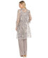 Women's Embellished Sheer Long Jacket, Sleeveless Top and Pants Set