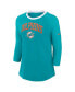 Women's Aqua Miami Dolphins Raglan 3/4 Sleeve T-Shirt