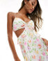 Love Triangle satin cami dress with cut out detail in floral