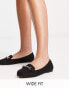 New Look Wide Fit suedette snaffle loafer in black