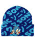 Men's Sonic Flat Embroidery Blue AOP Jacquard Acrylic Knit Beanie