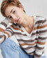 Women's Striped 100% Cashmere V-Neck Sweater, Regular & Petites, Created for Macy's