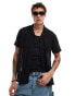 Hollister short sleeve revere collar lace shirt in black