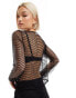 Noisy May long sleeve mesh top in black