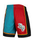 Men's Teal, Red Detroit Pistons Hardwood Classics 1998 Split Swingman Shorts