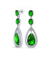 Art Deco Style Green Cubic Zirconia Halo Large Teardrop CZ Statement Dangle Chandelier Earrings For Women Party