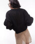 Topshop knitted open stitch cardigan in black