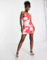 Urban Revivo knitted cami mini dress in pink abstract print