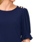 Women's Puff-Sleeve Button-Shoulder Knit Top