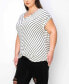 Plus Size Pointelle Stripe Mitered Twist Front Top