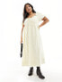 Forever New Curve puff sleeve midi dress in butter bean