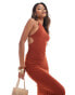 ASOS DESIGN halter maxi dress with extreme cut out back detail in rust