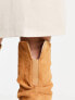 ASOS DESIGN Kingdom heeled ruched over the knee boots in tan