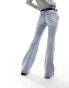 Weekday Flame low waist flared jeans in stone blue