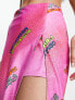 COLLUSION split detail collusion printed midi skort in pink