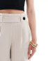 JDY button detail wide leg dad trousers in stone