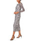 Women's Printed Round-Neck Long-Sleeve Mesh Dress