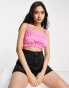 & Other Stories cropped jacquard top in hot pink