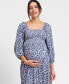 Women's Maternity Crepe Shirred Bodice Maxi Dress