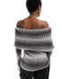 COLLUSION space dye knitted bardot in grey