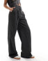 Monki high waist wide leg tailored trousers in dark grey