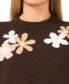 Women's Flower Patterned Knit Crewneck Sweater