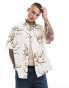 ASOS DESIGN oversized shirt with cherub print in neutral