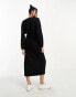 ASOS DESIGN supersoft button through maxi cardigan belted dress in black