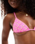 Pull&Bear check print triangle bikini top in pink