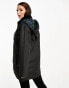 ASOS DESIGN Tall oversized wax jacket in black