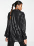 Glamorous oversized shirt in matte black sequin co-ord