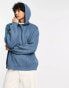 ASOS DESIGN oversized knitted jumper with hoodie in blue