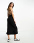 Stradivarius tailored maxi dress in black pinstripe